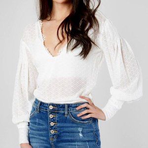 NWT Free People Dream Girl Pointelle White Lace Top